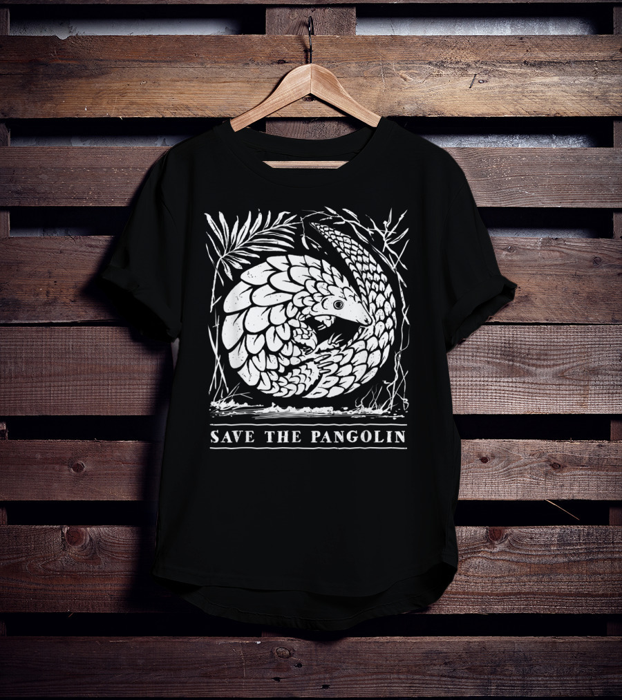 Endangered Species Save The Pangolin Circle Leaves T-Shirt
