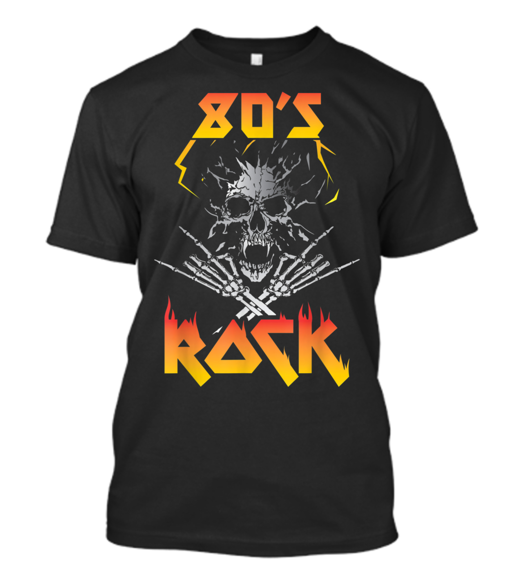 80's Rock Skull And Skeleton For Eighties Rockers T-Shirt
