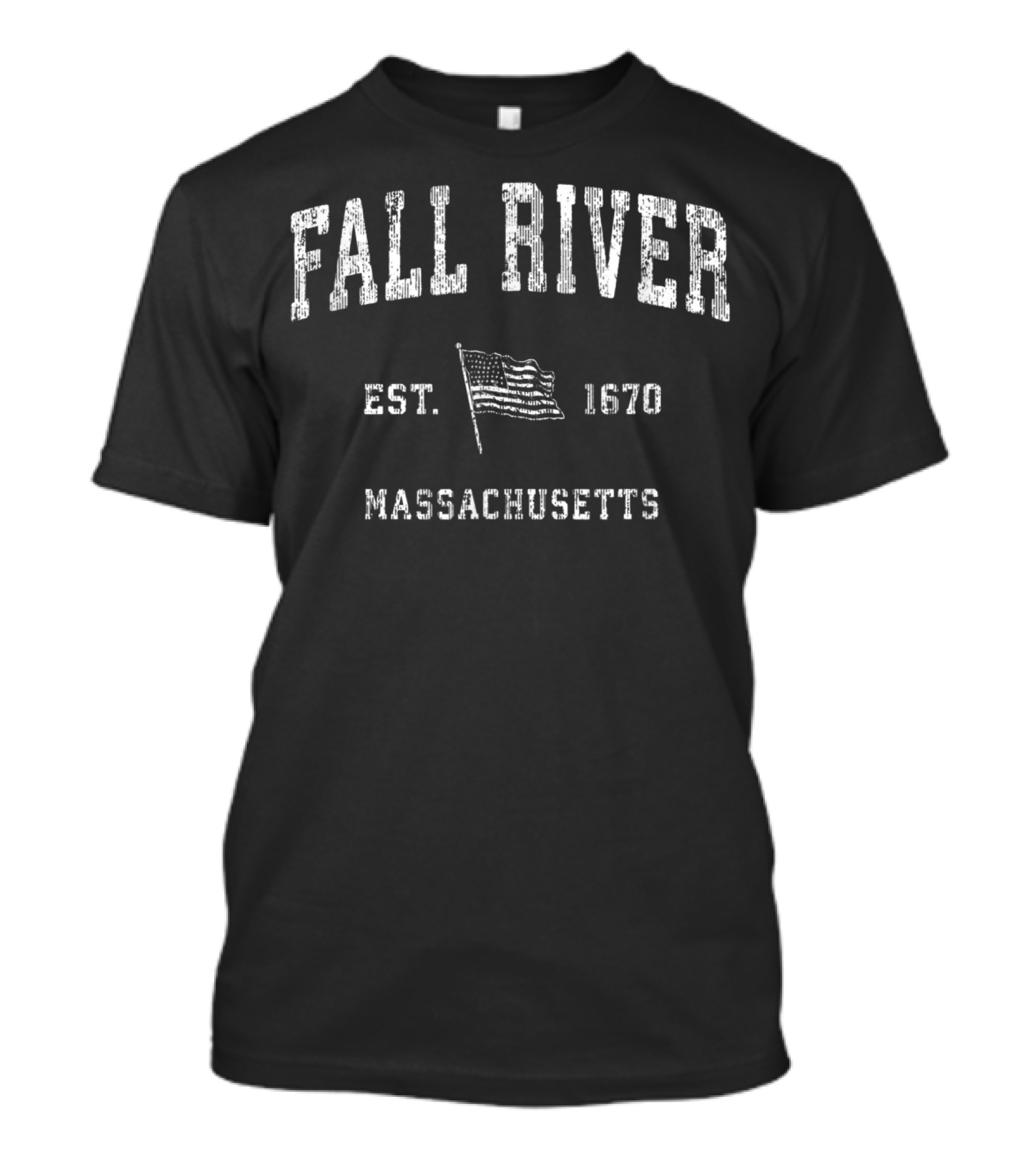 Fall River Massachusetts Est. 1670 Vintage US Flag T-Shirt