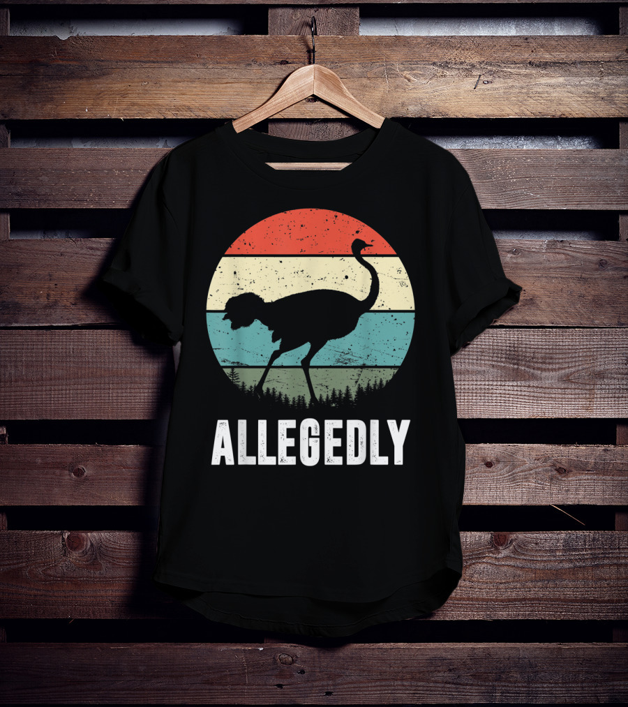 Allegedly Ostrich Silhouette Retro Stripes T-Shirt