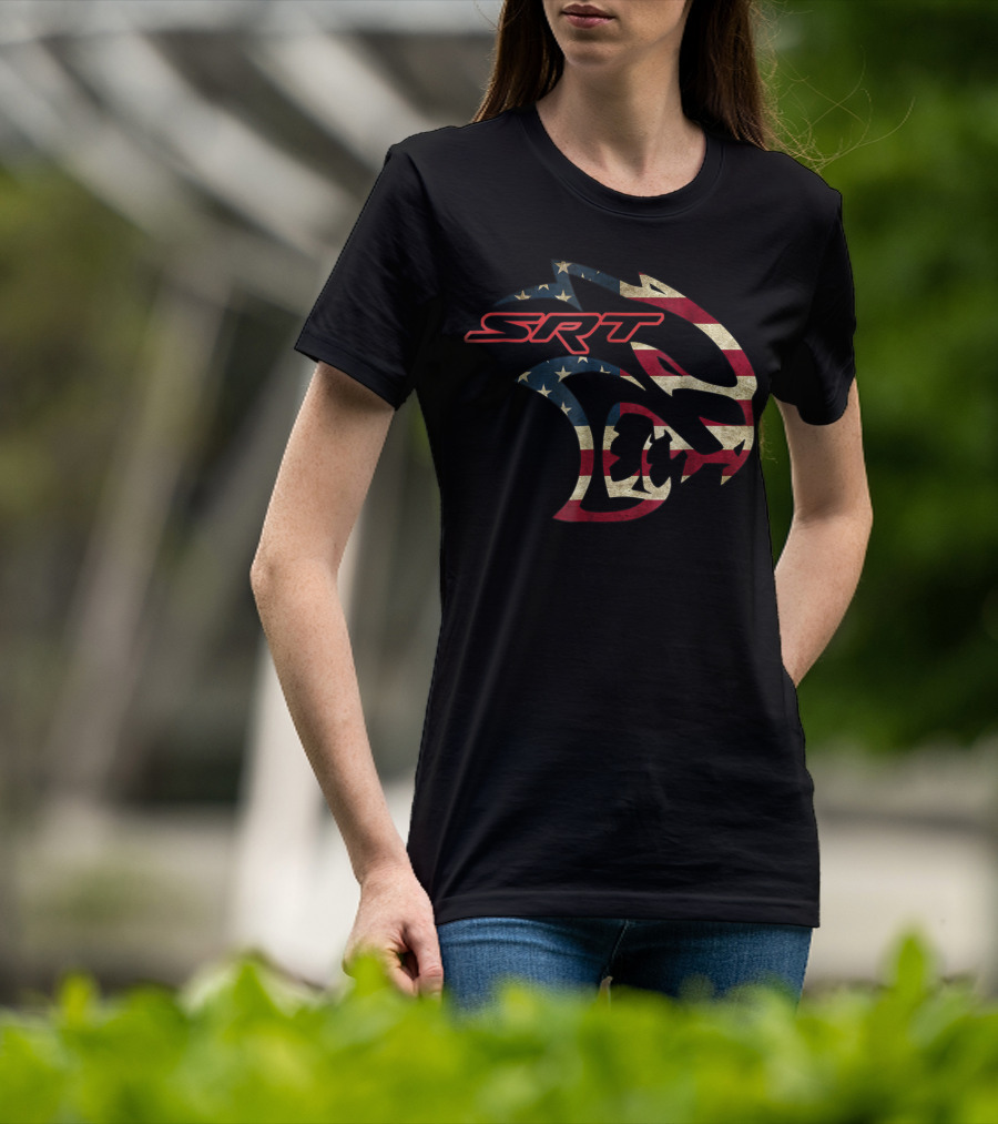 SRT Hellcat Dodge Vintage American Flag T-Shirt