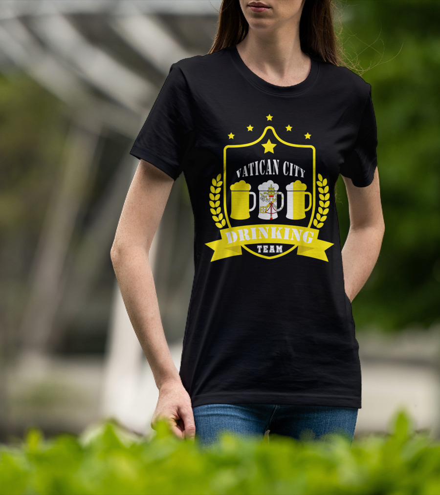 Vatican City Drinking Team Beer Crest Casual Teamwear T-Shirt