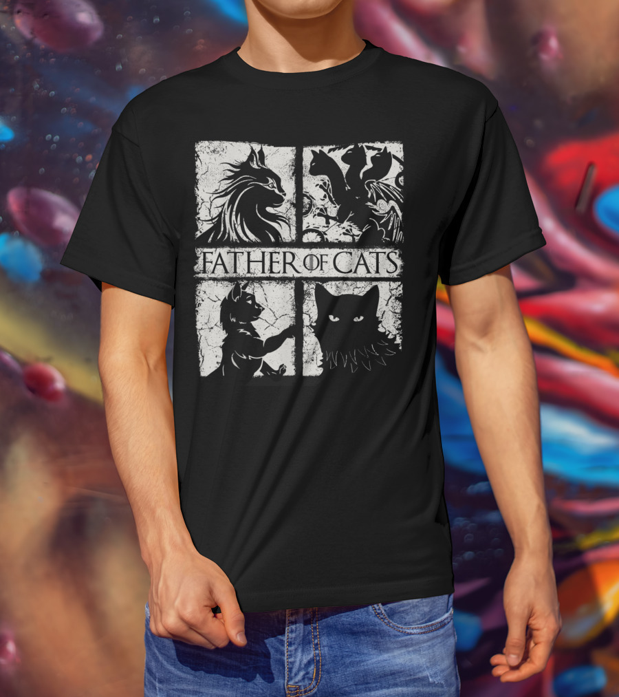Father Of Cats Mythical And Fierce Cat Lovers T-Shirt