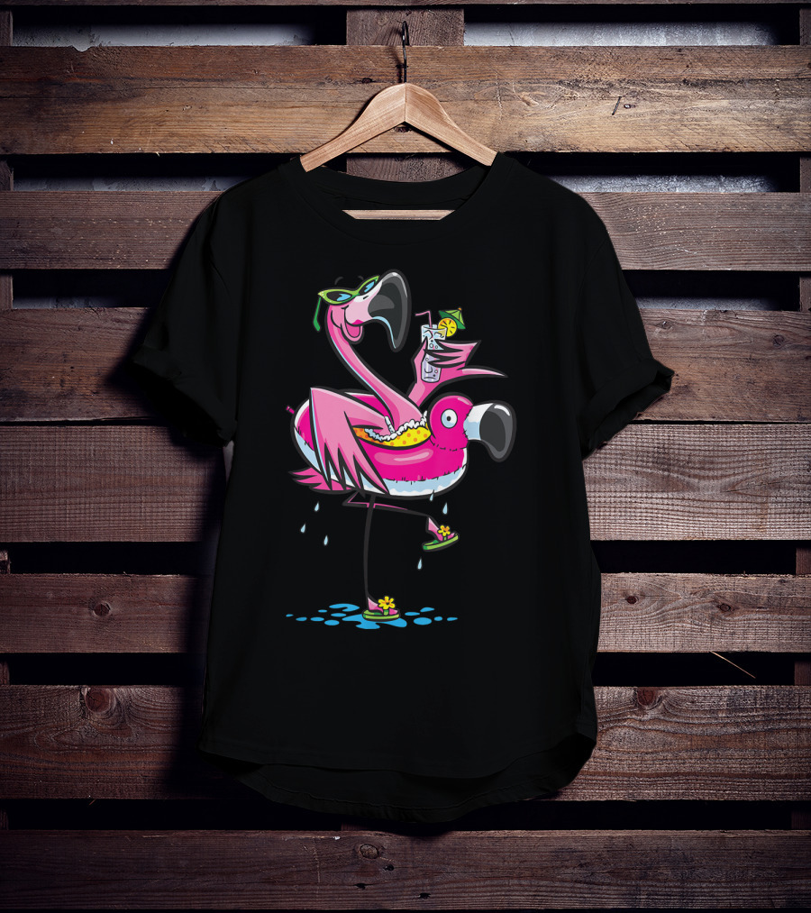 Flamingo That's What I Do I Drink And I Know Things With Sunglasses And Tropical Drink T-Shirt