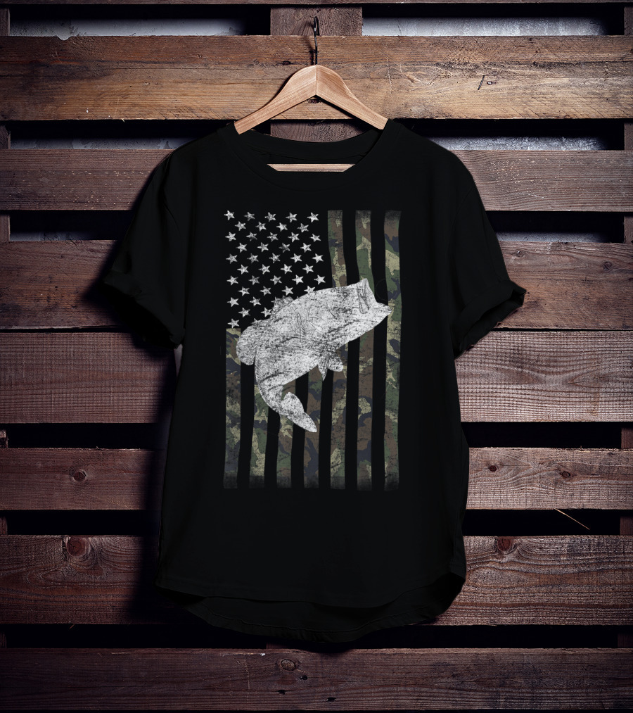 Camouflage American Flag Bass T-Shirt