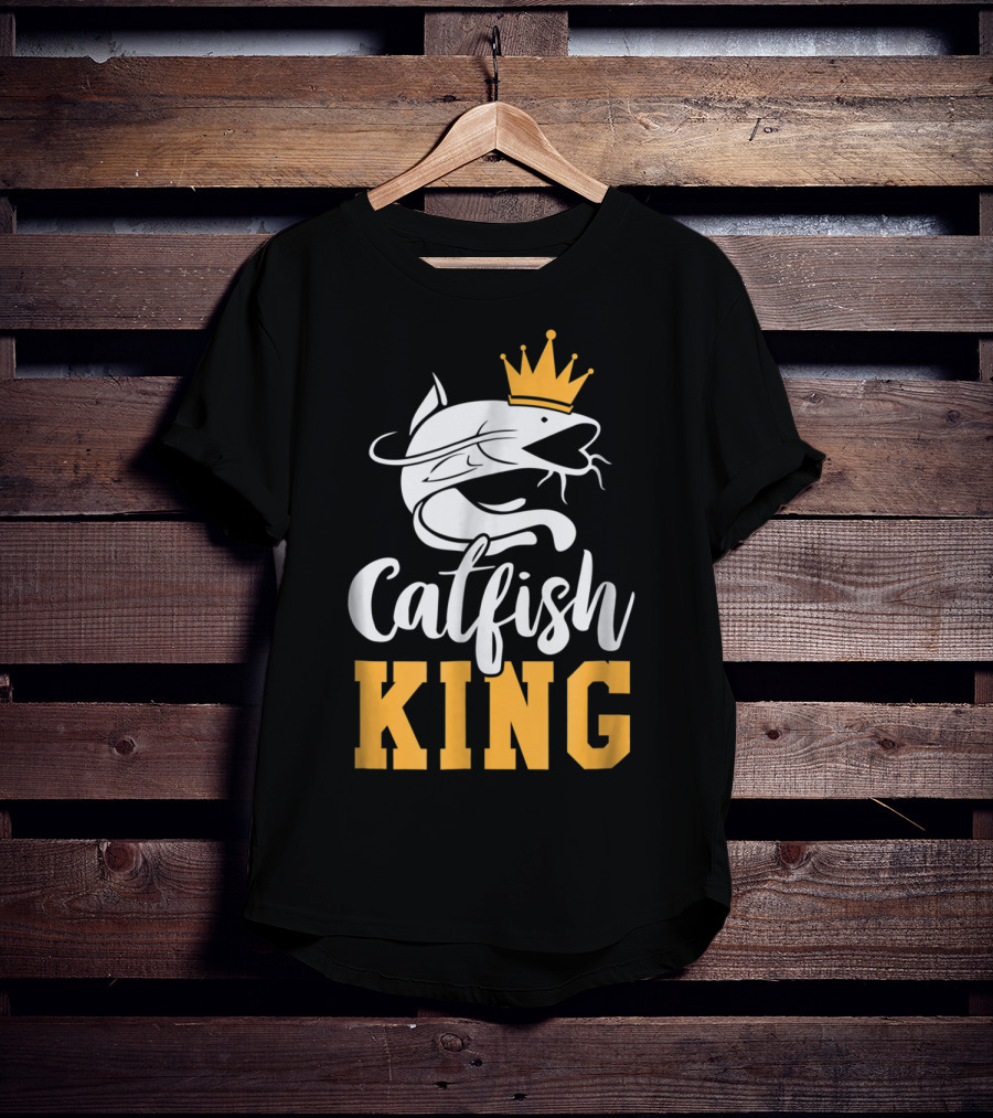 Catfish King Crowned Fishing Humor Trophy T-Shirt
