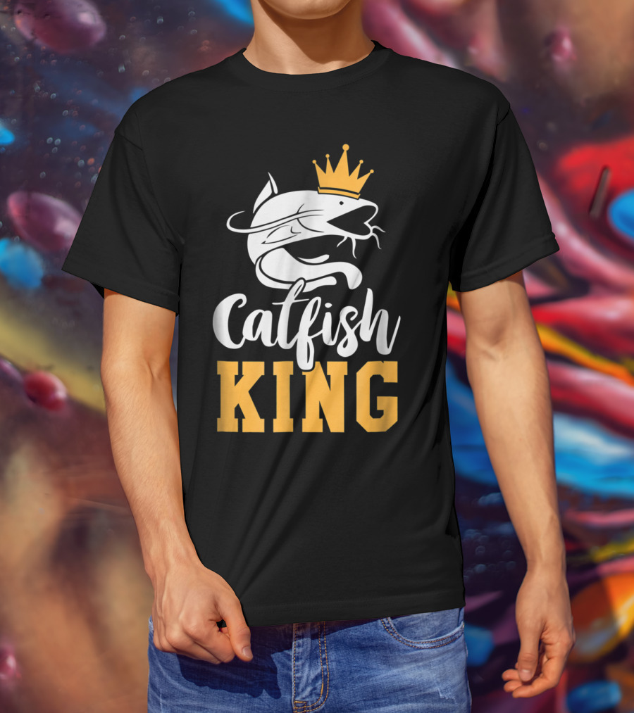 Catfish King Crowned Fishing Humor Trophy T-Shirt