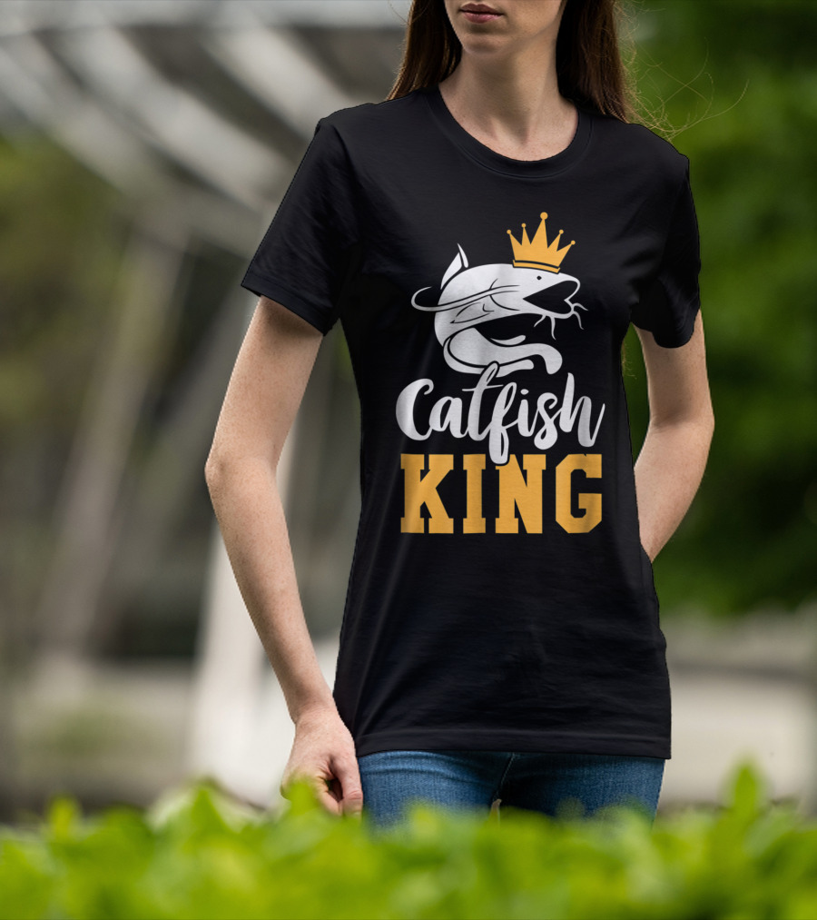 Catfish King Crowned Fishing Humor Trophy T-Shirt