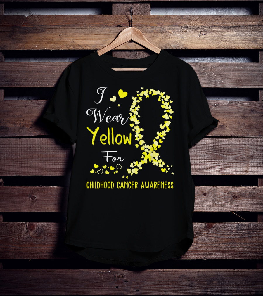 I Wear Yellow For Childhood Cancer Awareness Heart T-Shirt