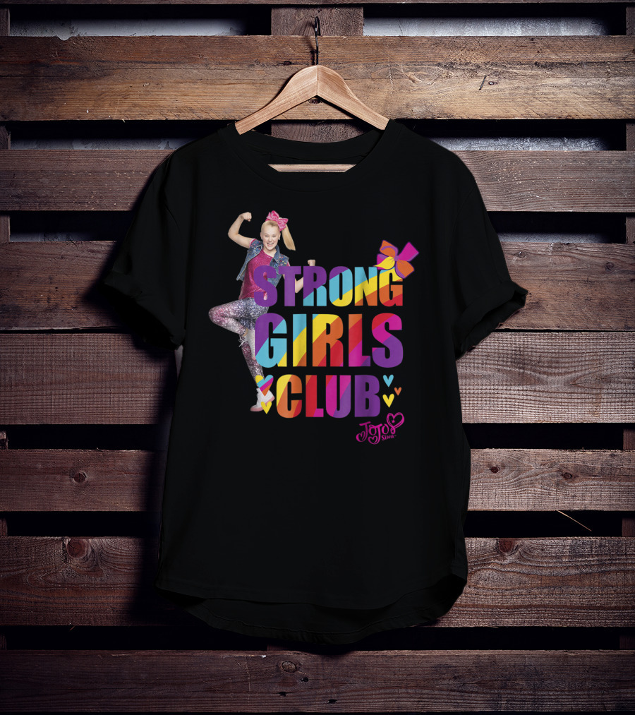 Jojo Siwa Strong Girls Club Rainbow Hearts And Bow Flex T-Shirt