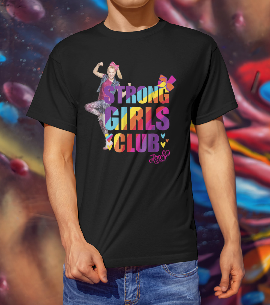 Jojo Siwa Strong Girls Club Rainbow Hearts And Bow Flex T-Shirt