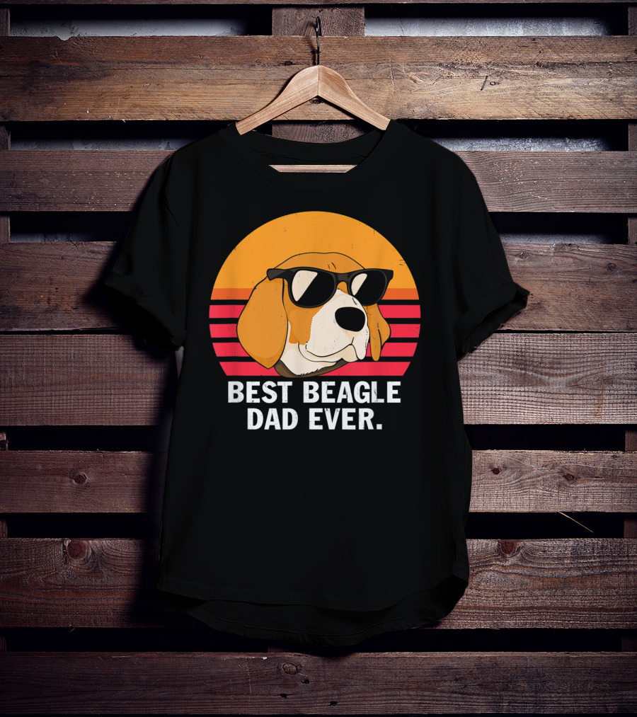 Best Beagle Dad Ever Vintage Style Beagle With Sunglasses T-Shirt