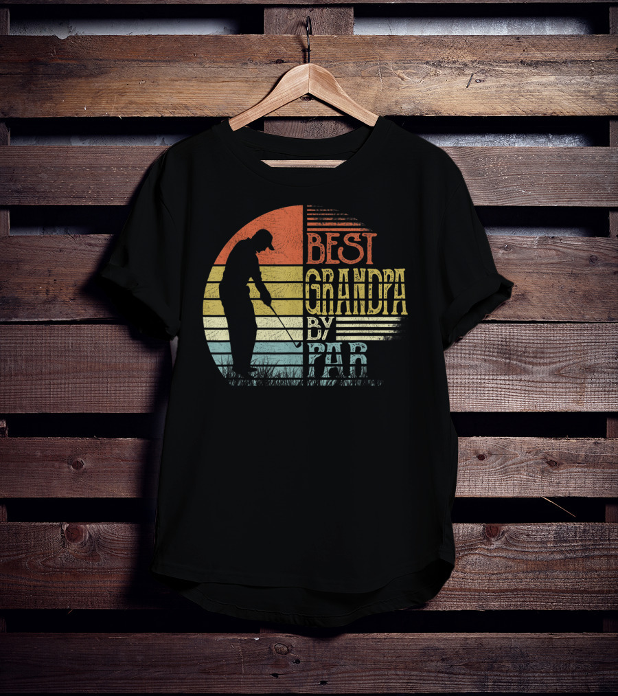 Best Grandpa By Par Father's Day Golf Vintage Retro T-Shirt