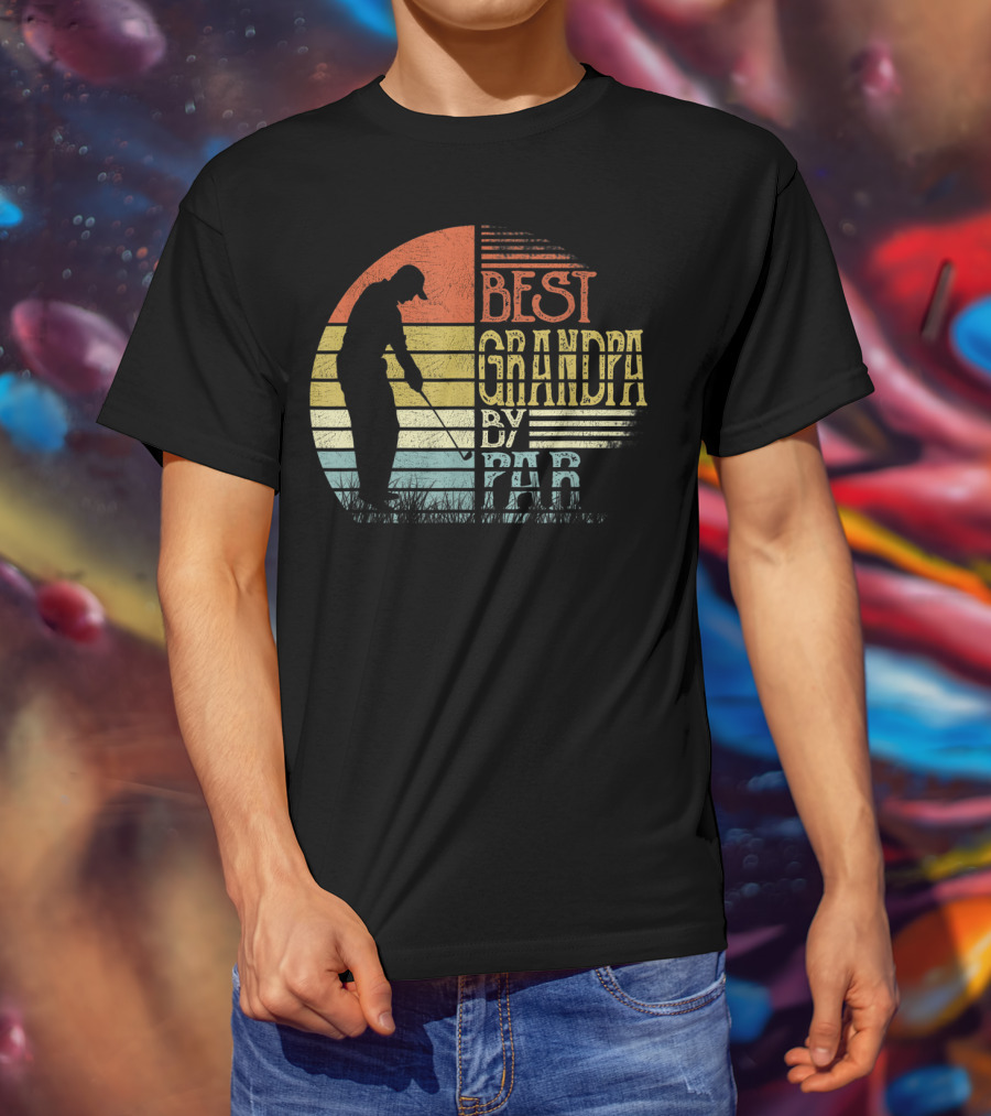 Best Grandpa By Par Father's Day Golf Vintage Retro T-Shirt