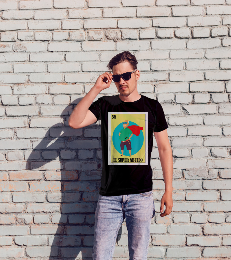 58 Mens Loteria El Super Abuelo Reg Hero Grandpa T-Shirt
