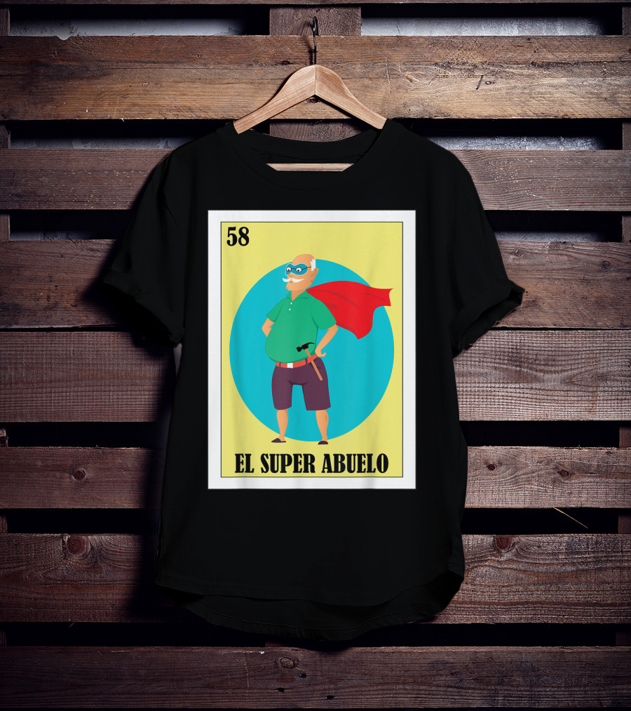 58 Mens Loteria El Super Abuelo Reg Hero Grandpa T-Shirt