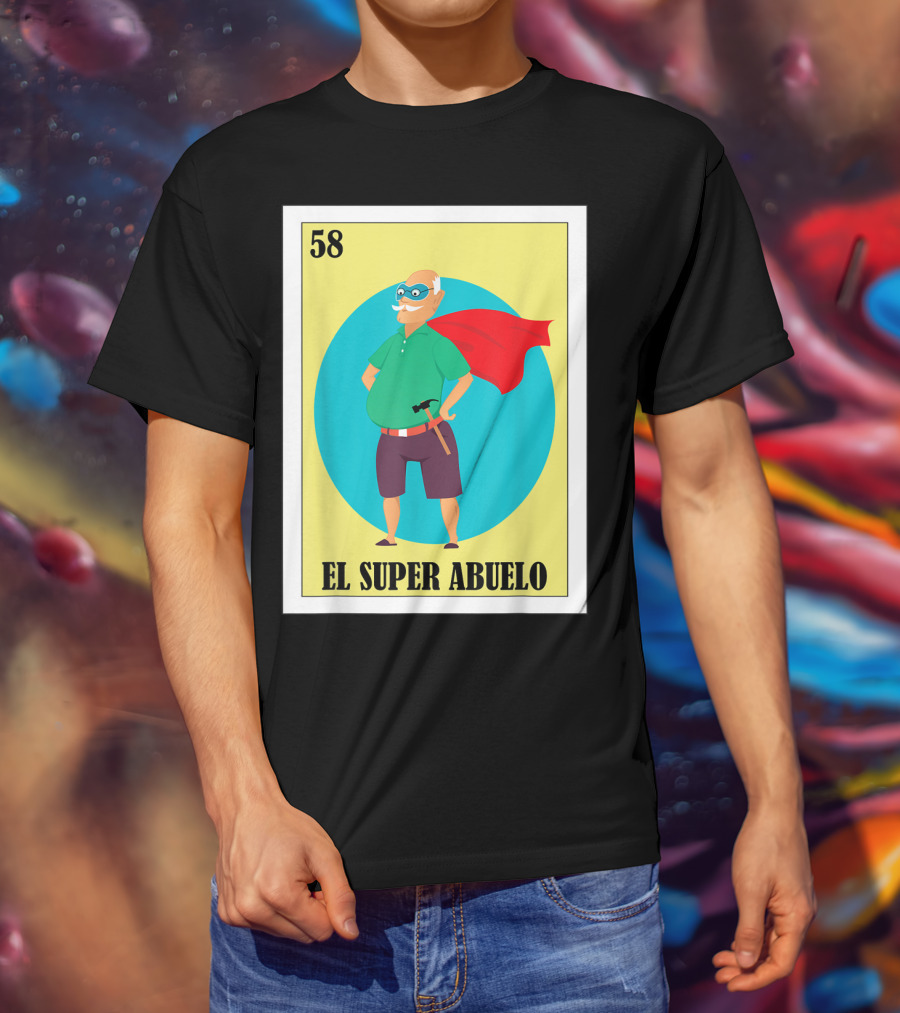 58 Mens Loteria El Super Abuelo Reg Hero Grandpa T-Shirt