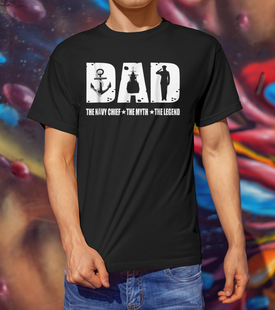 Mens Veteran Dad The Navy Chief The Myth The Legend T-Shirt