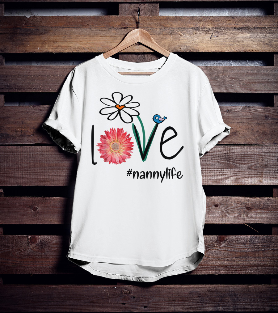Love Floral Heart Mom Nanny Life #mimilife T-Shirt