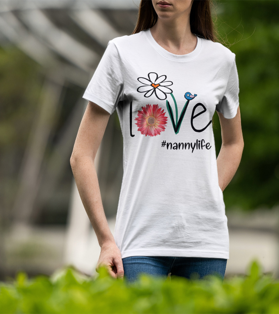 Love Floral Heart Mom Nanny Life #mimilife T-Shirt