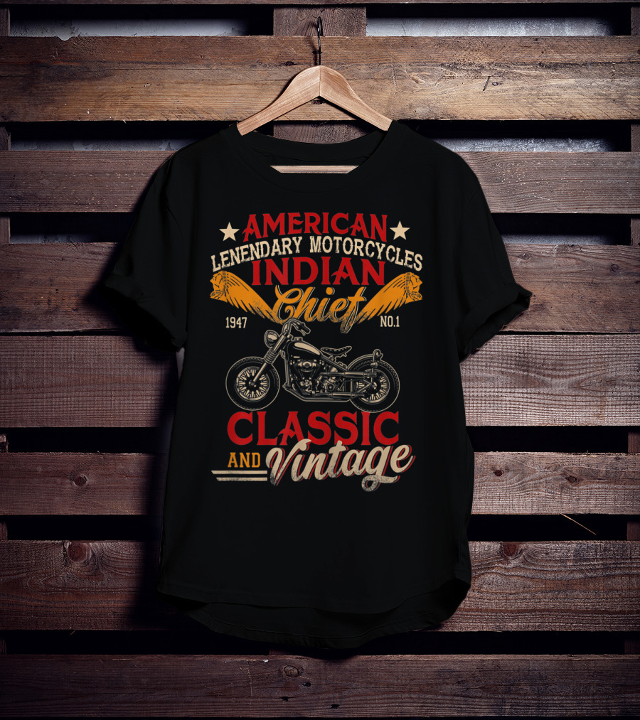 American Legendary Motorcycles Indian Chief 1947 No.1 Classic And Vintage T-Shirt