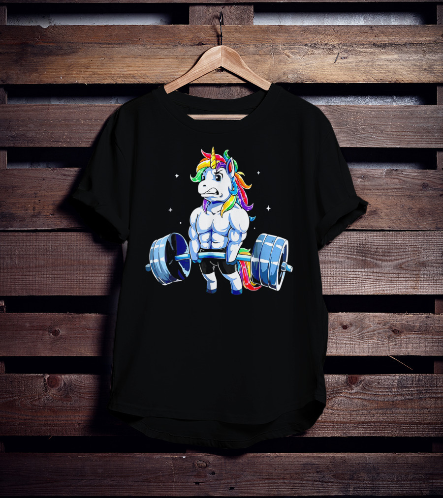 Muscle Unicorn Rainbow Powerlifting T-Shirt