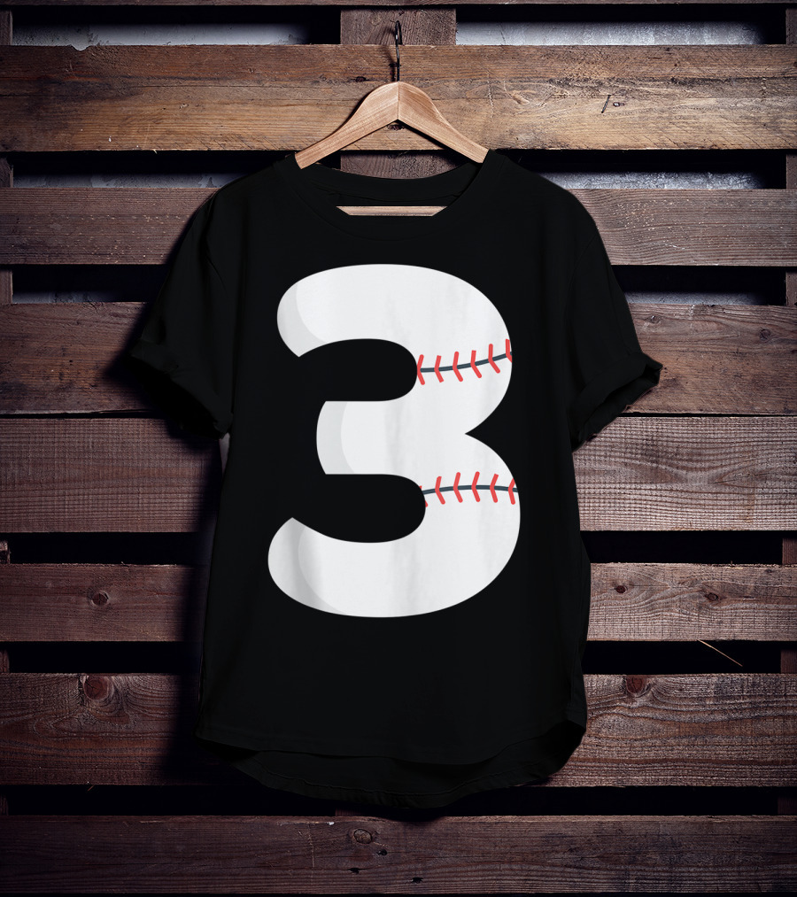 Number 3 Baseball Pitcher Batter Team Concept T-Shirt
