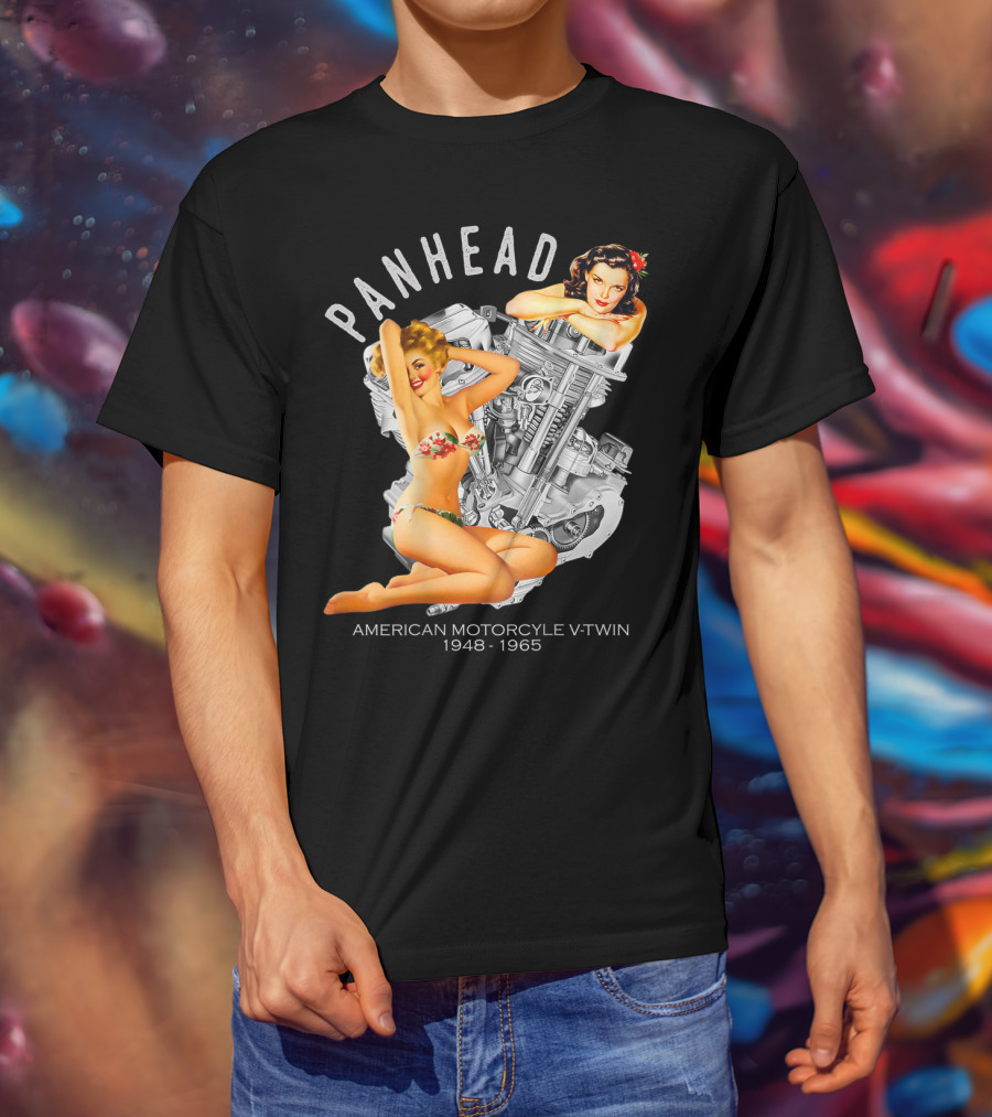 Panhead American Motorcycle V-Twin 1948-1965 Pinup T-Shirt