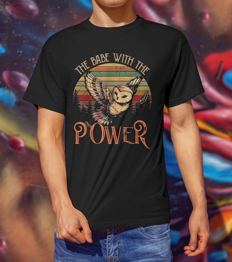 The Babe With The Power Owl Retro Sunset T-Shirt