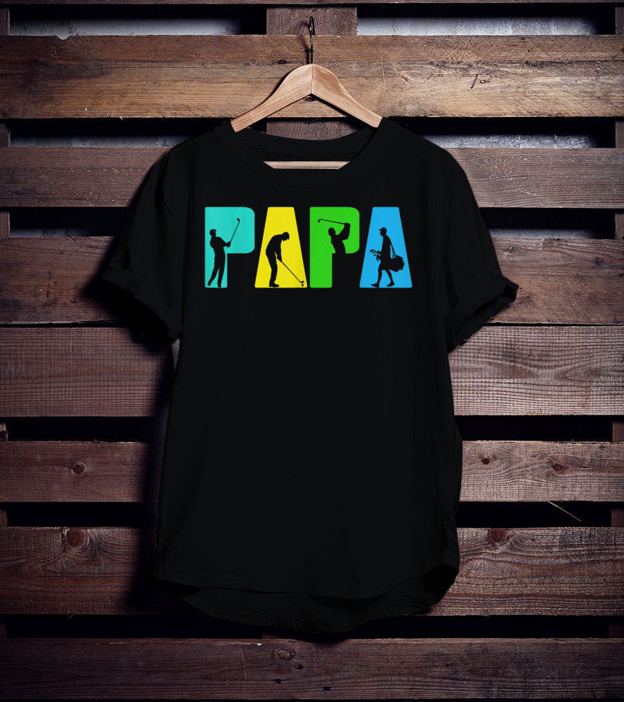 Papa Retro Golf Silhouettes Father's Day T-Shirt