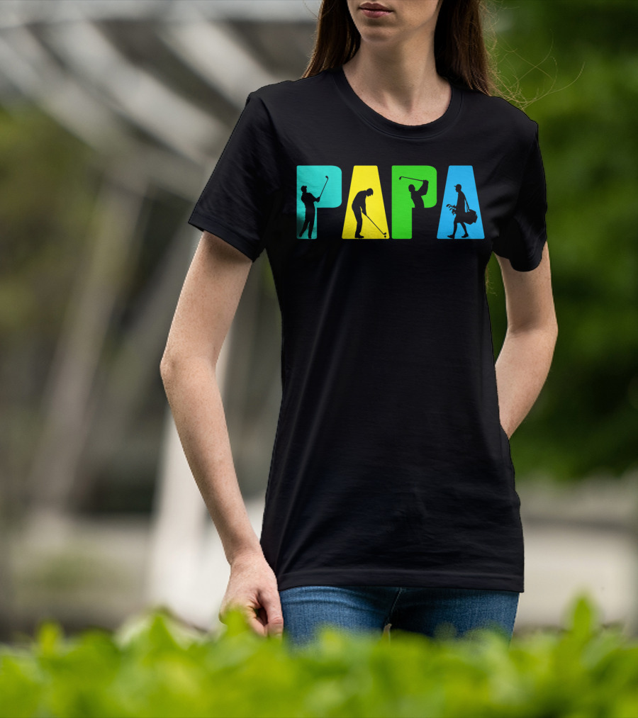 Papa Retro Golf Silhouettes Father's Day T-Shirt