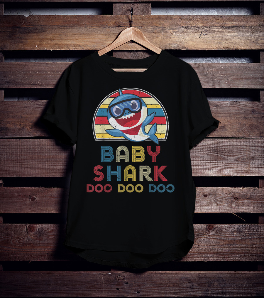 Retro Vintage Baby Shark Doo Doo Doo Stripes Boy T-Shirt
