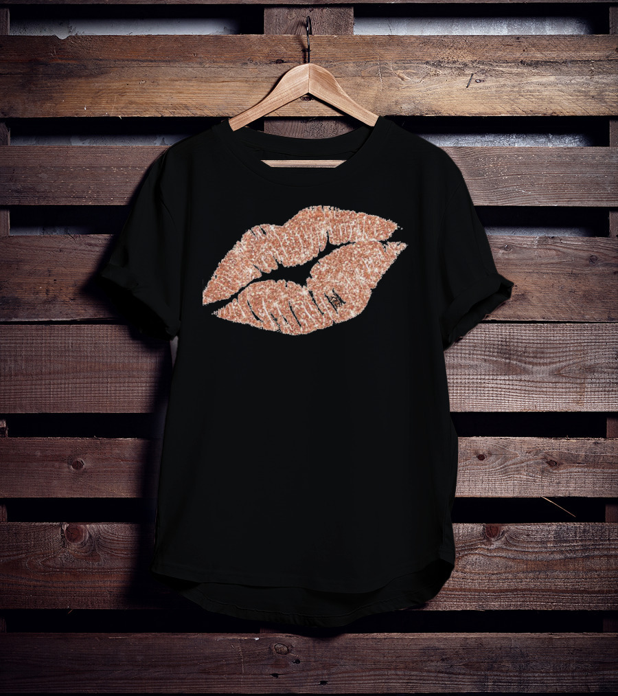 Rose Gold Glitter Lipstick Kiss T-Shirt