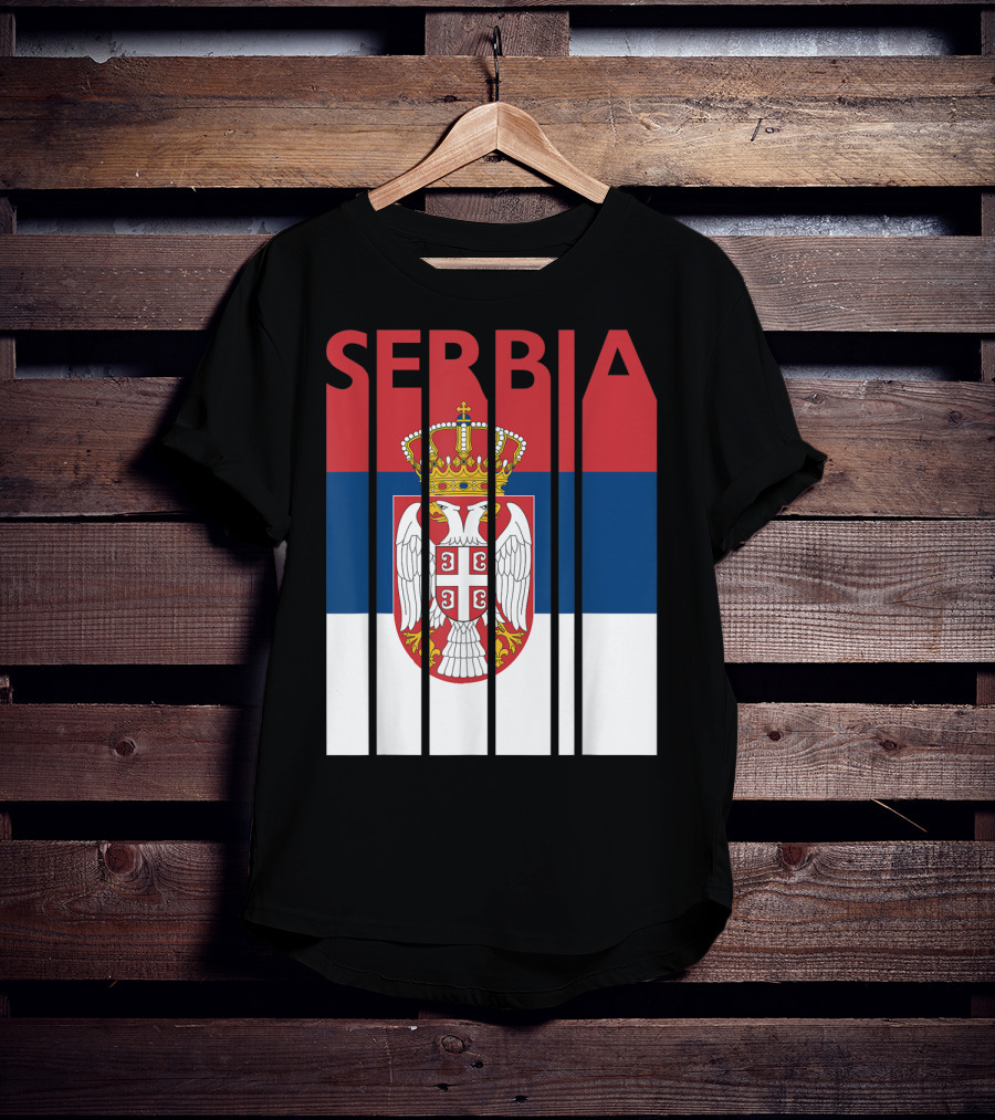 Serbia Vintage Flag Serbian Coat Of Arms T-Shirt