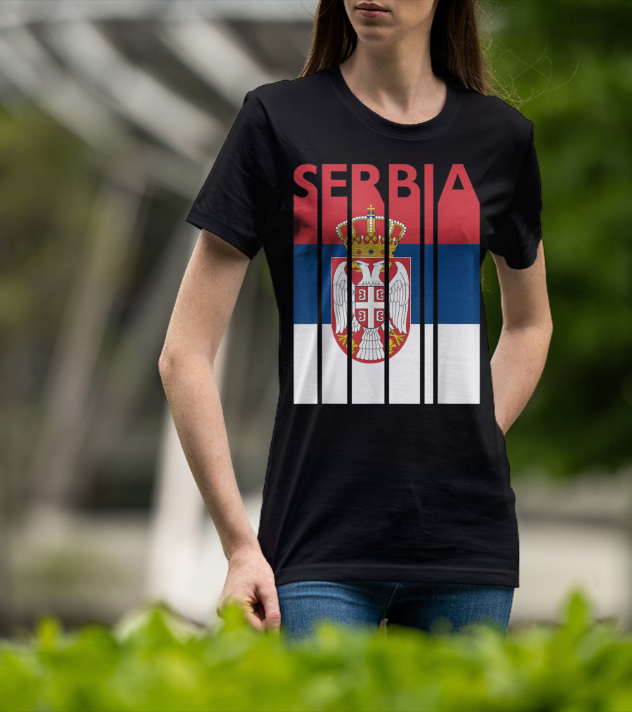 Serbia Vintage Flag Serbian Coat Of Arms T-Shirt
