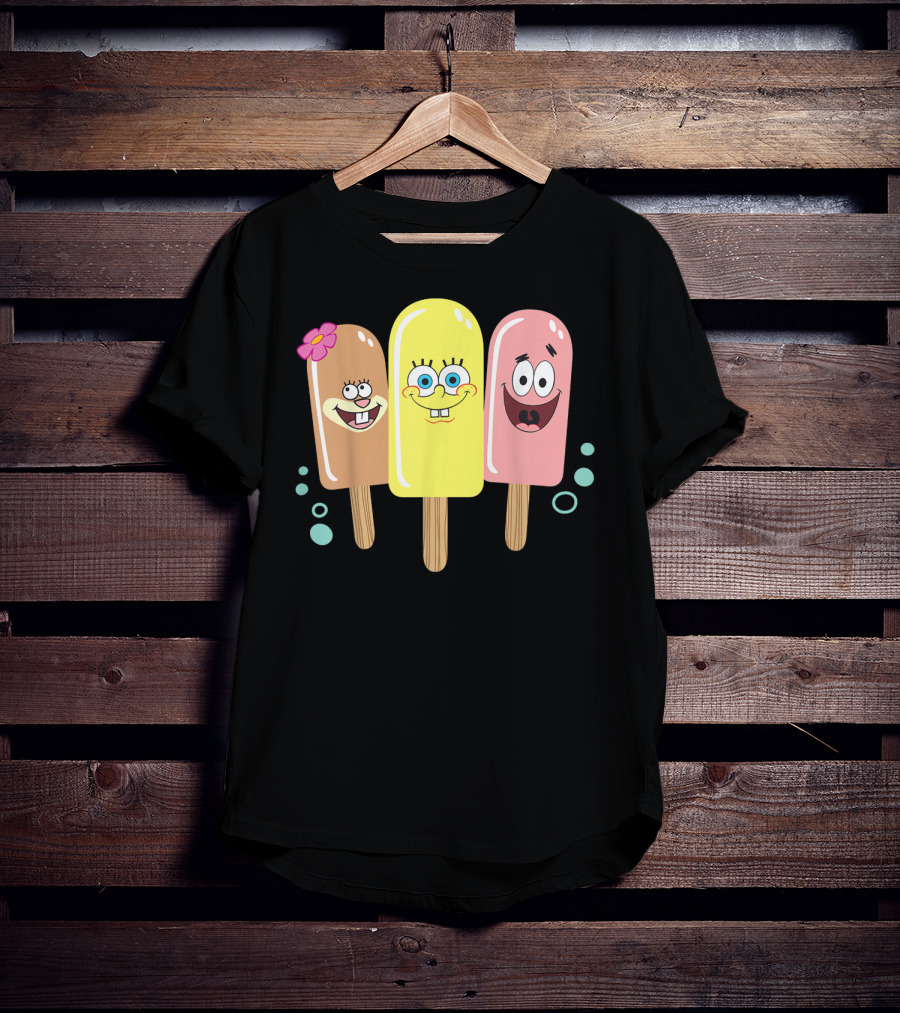 Spongebob Squarepants Sandy Patrick Popsicle Ice Cream Friends T-Shirt