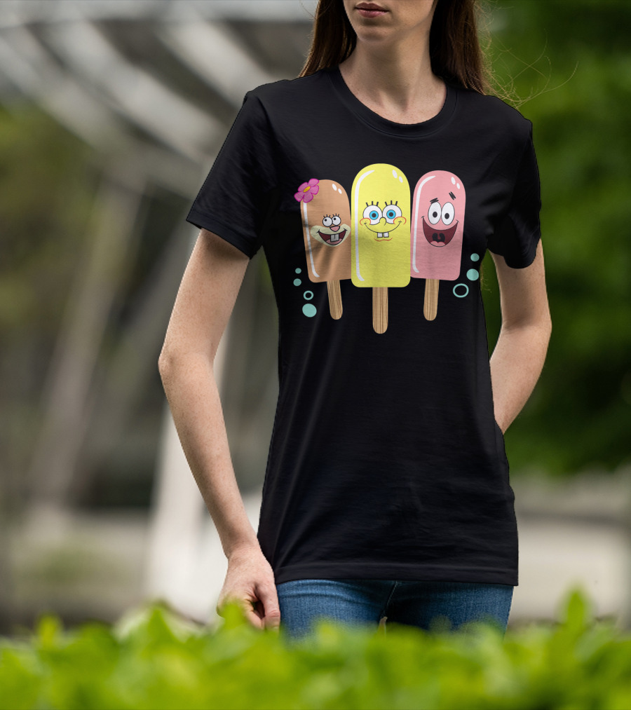 Spongebob Squarepants Sandy Patrick Popsicle Ice Cream Friends T-Shirt