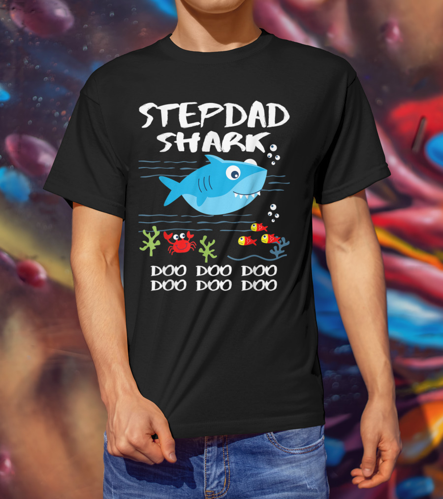 Stepdad Shark Doo Doo Doo Baby Shark Inspired T-Shirt