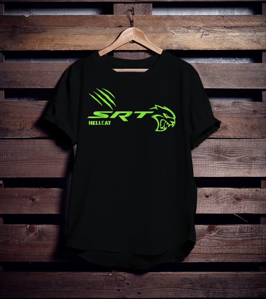 Team SRT Hellcat Scratch Green Logo Dodge T-Shirt