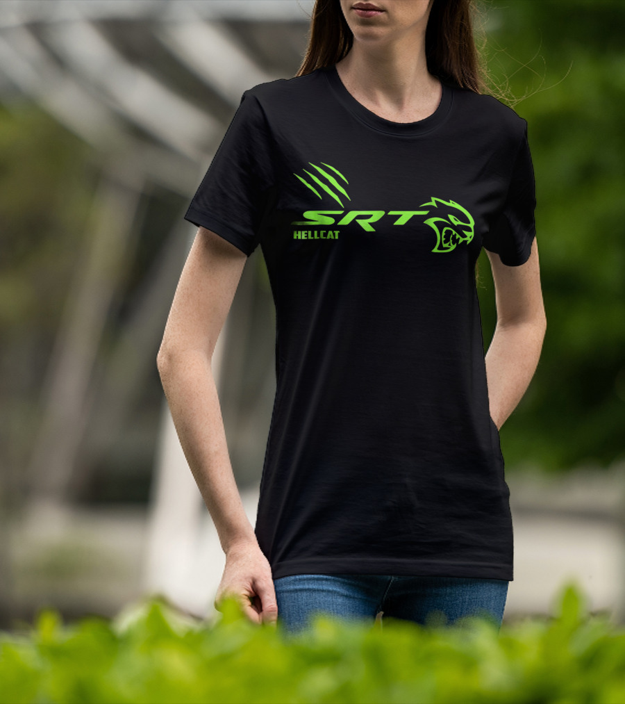Team SRT Hellcat Scratch Green Logo Dodge T-Shirt