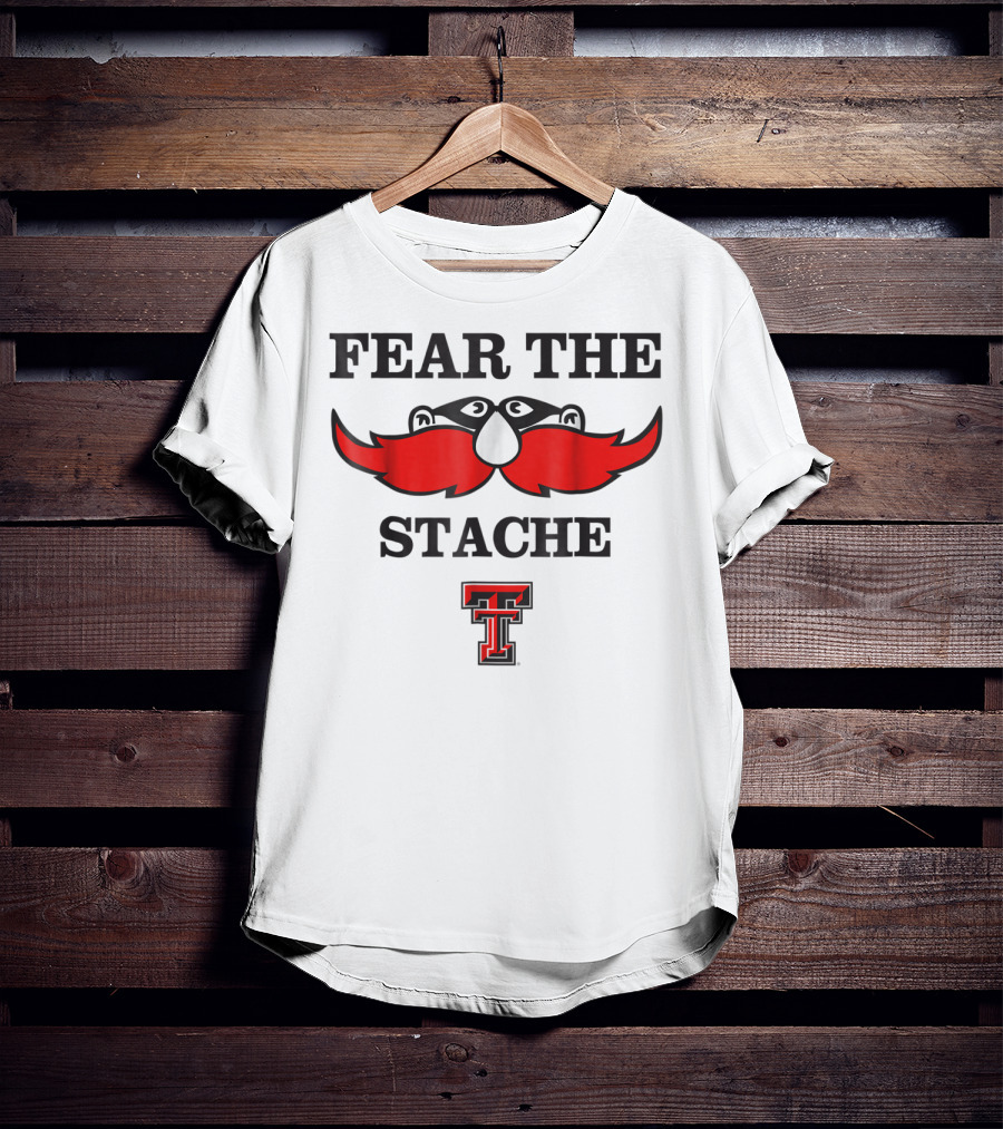 Texas Tech Red Raiders Fear The Stache TT Logo Mustache T-Shirt