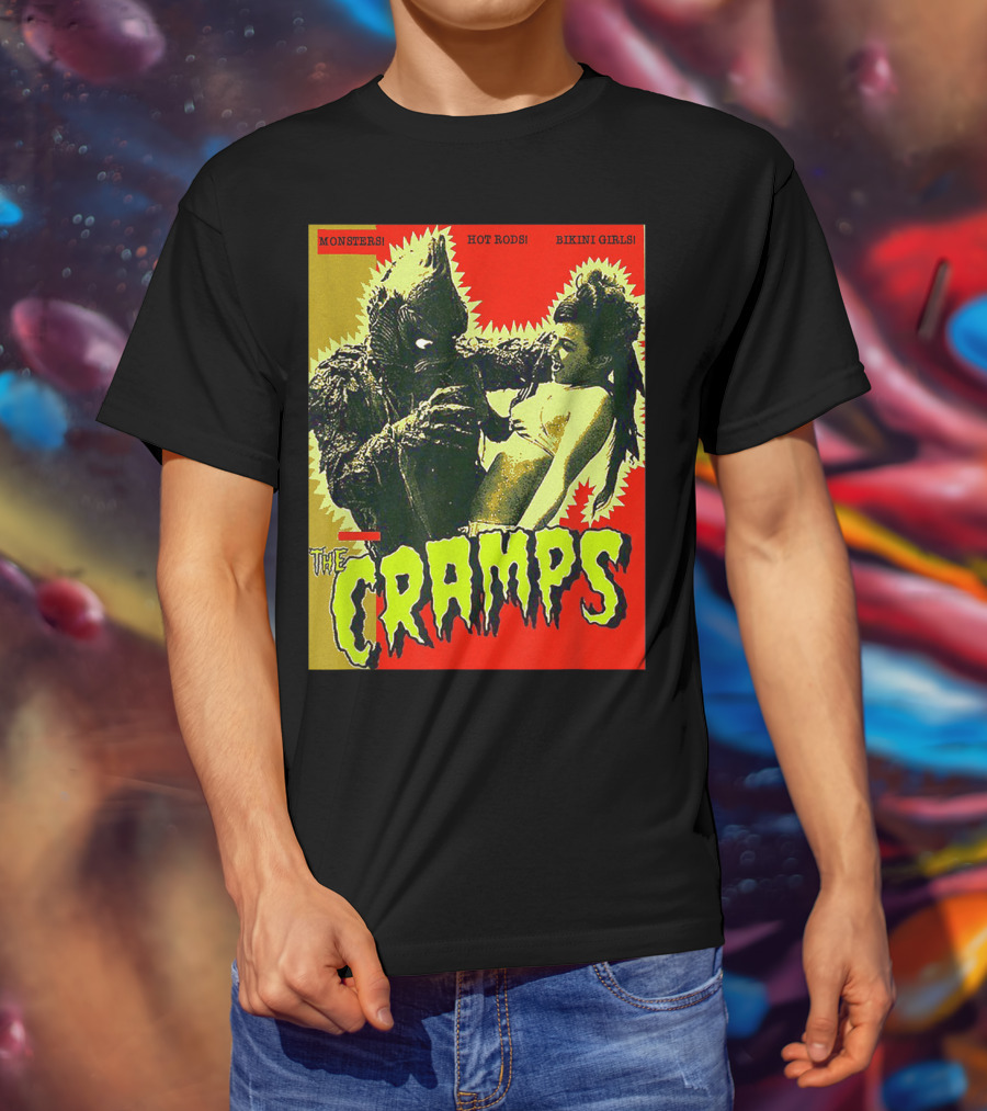 The Cramps Monsters Hot Rods Bikini Girls Punk Rock Band T-Shirt