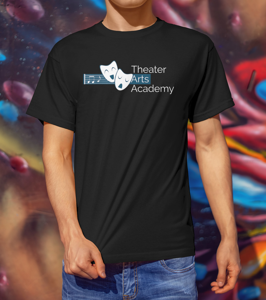 Theater Arts Academy Comedy And Tragedy Masks With Musical Notes T-Shirt