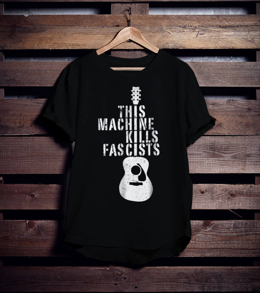 This Machine Kills Fascists Guitar Image T-Shirt