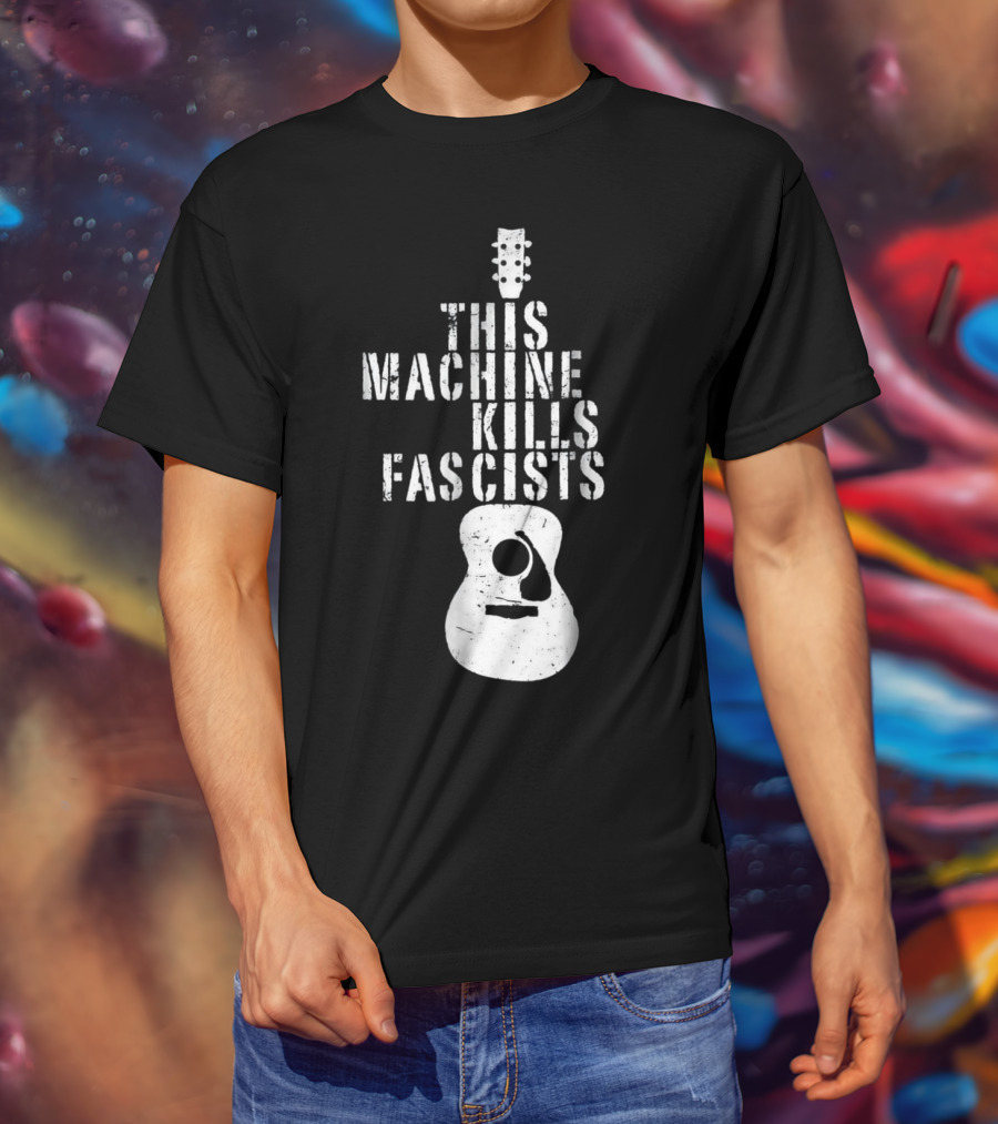 This Machine Kills Fascists Guitar Image T-Shirt