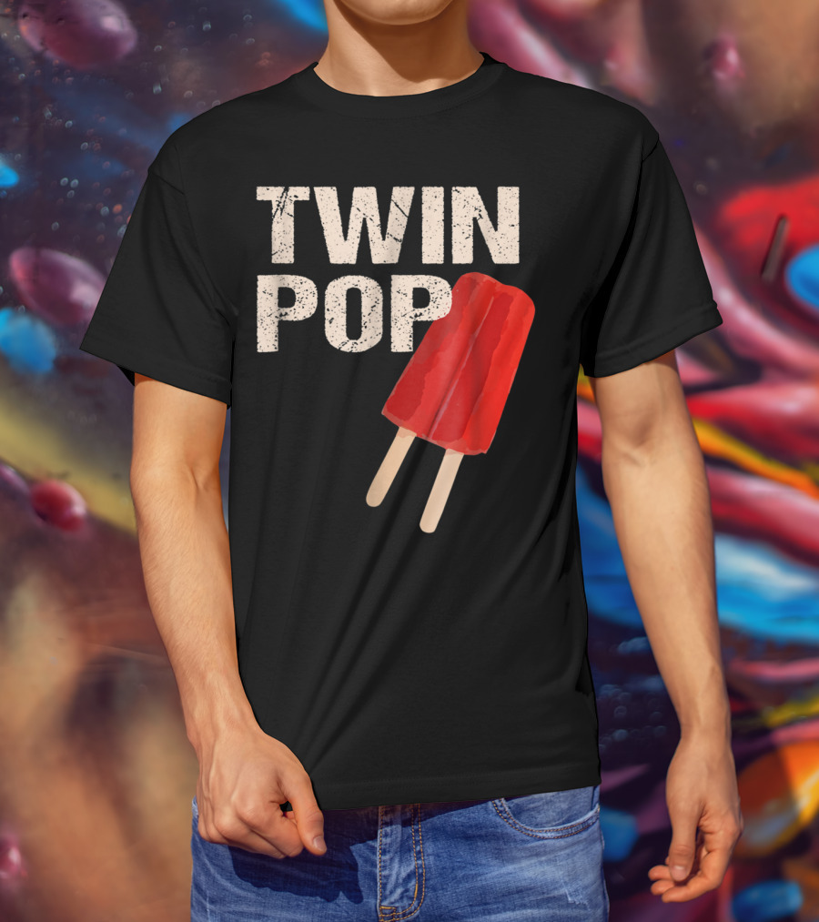 TWIN POP For Grandpa Twins Dad Ice Cream Popsicle T-Shirt