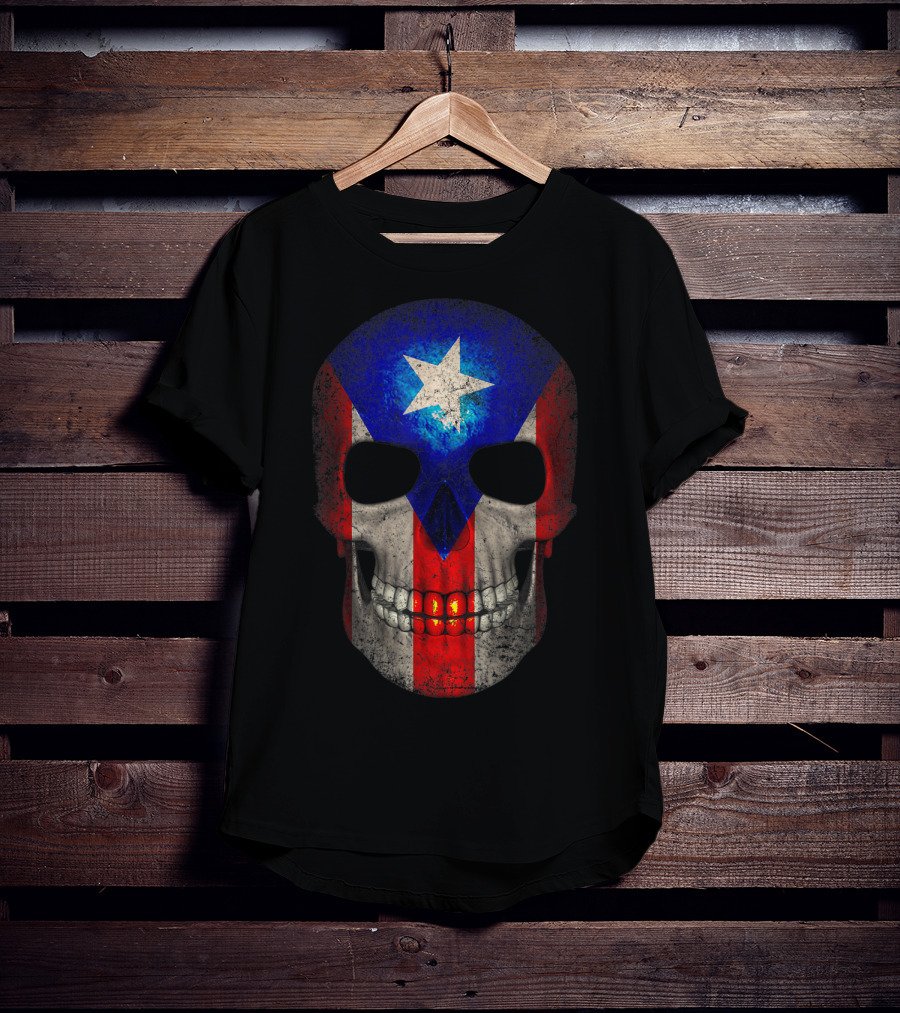 Puerto Rico Flag Skull T-Shirt