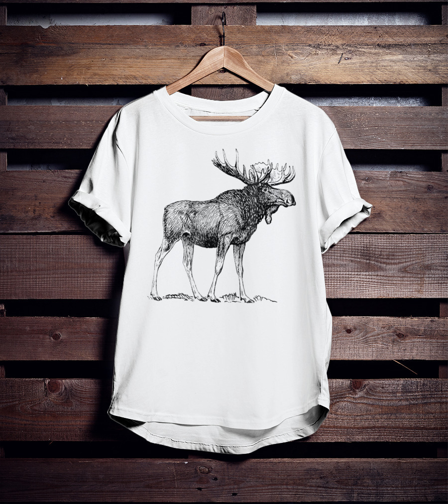 Vintage Moose Illustration Retro Wildlife T-Shirt