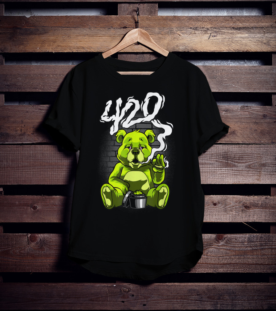 Cannabis Weed Bear Stoned Teddy 420 Joint T-Shirt
