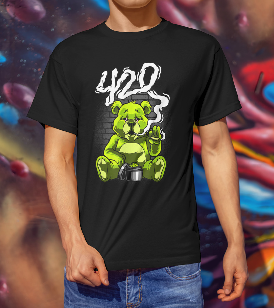 Cannabis Weed Bear Stoned Teddy 420 Joint T-Shirt